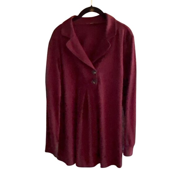 Gaharu Womens Swing Tunic With Notch Collar-Dark Red-Size Large-GUC - Picture 2 of 6